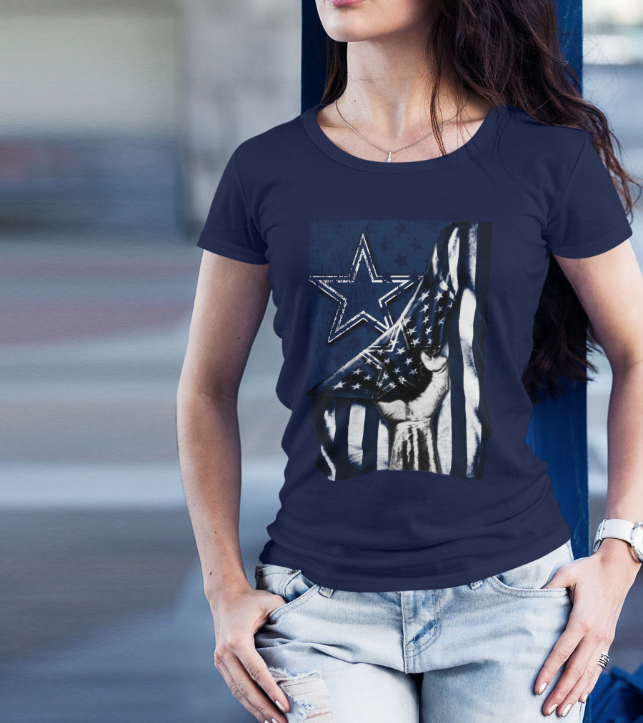 Dallas Cowboys Star With American Flag And Fist T-Shirt