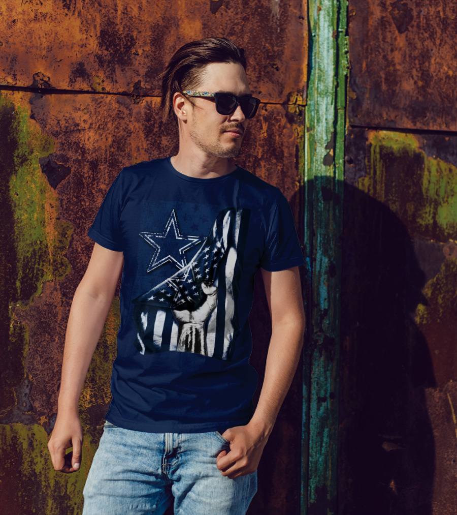 Dallas Cowboys Star With American Flag And Fist T-Shirt