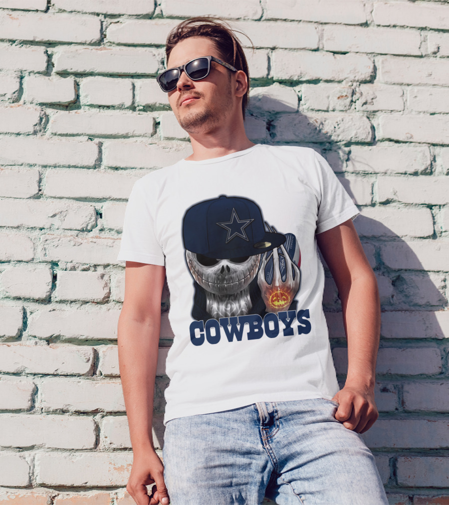 Jackskull Cowboys Halloween Star Football T-Shirt