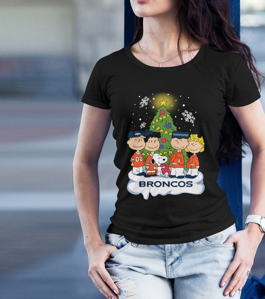Broncos Christmas Snoopy And Peanuts Characters Holiday T-Shirt