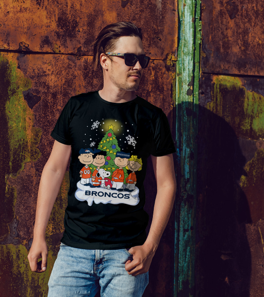 Broncos Christmas Snoopy And Peanuts Characters Holiday T-Shirt