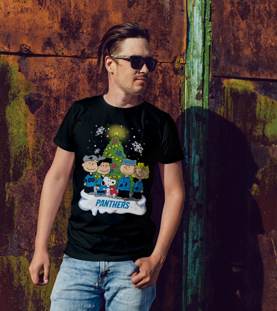 Panthers Snoopy Christmas Peanuts Characters T-Shirt