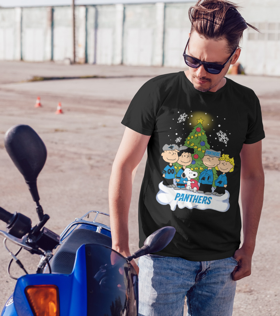 Panthers Snoopy Christmas Peanuts Characters T-Shirt