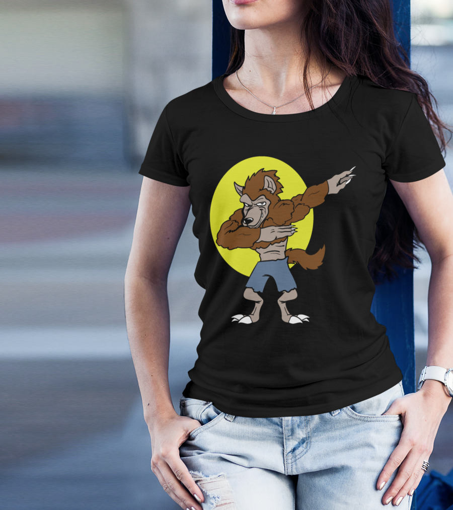 Dabbing Werewolf Halloween Monster On Full Moon T-Shirt