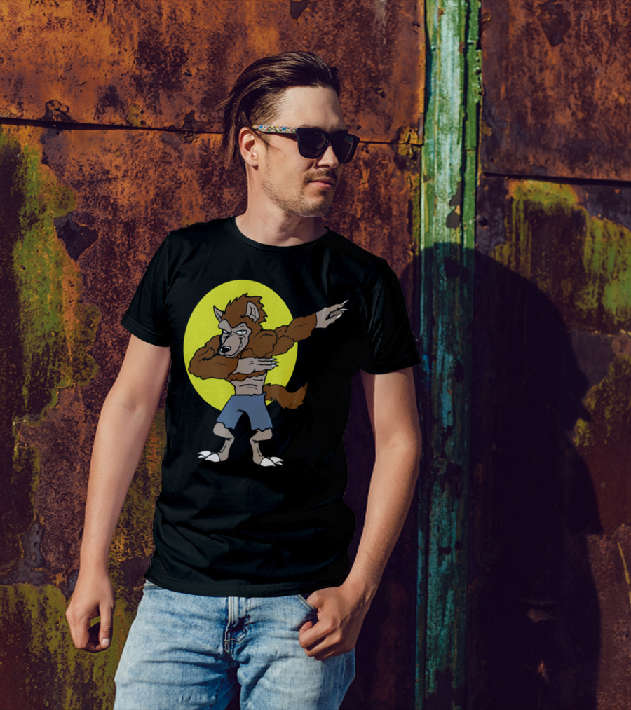 Dabbing Werewolf Halloween Monster On Full Moon T-Shirt