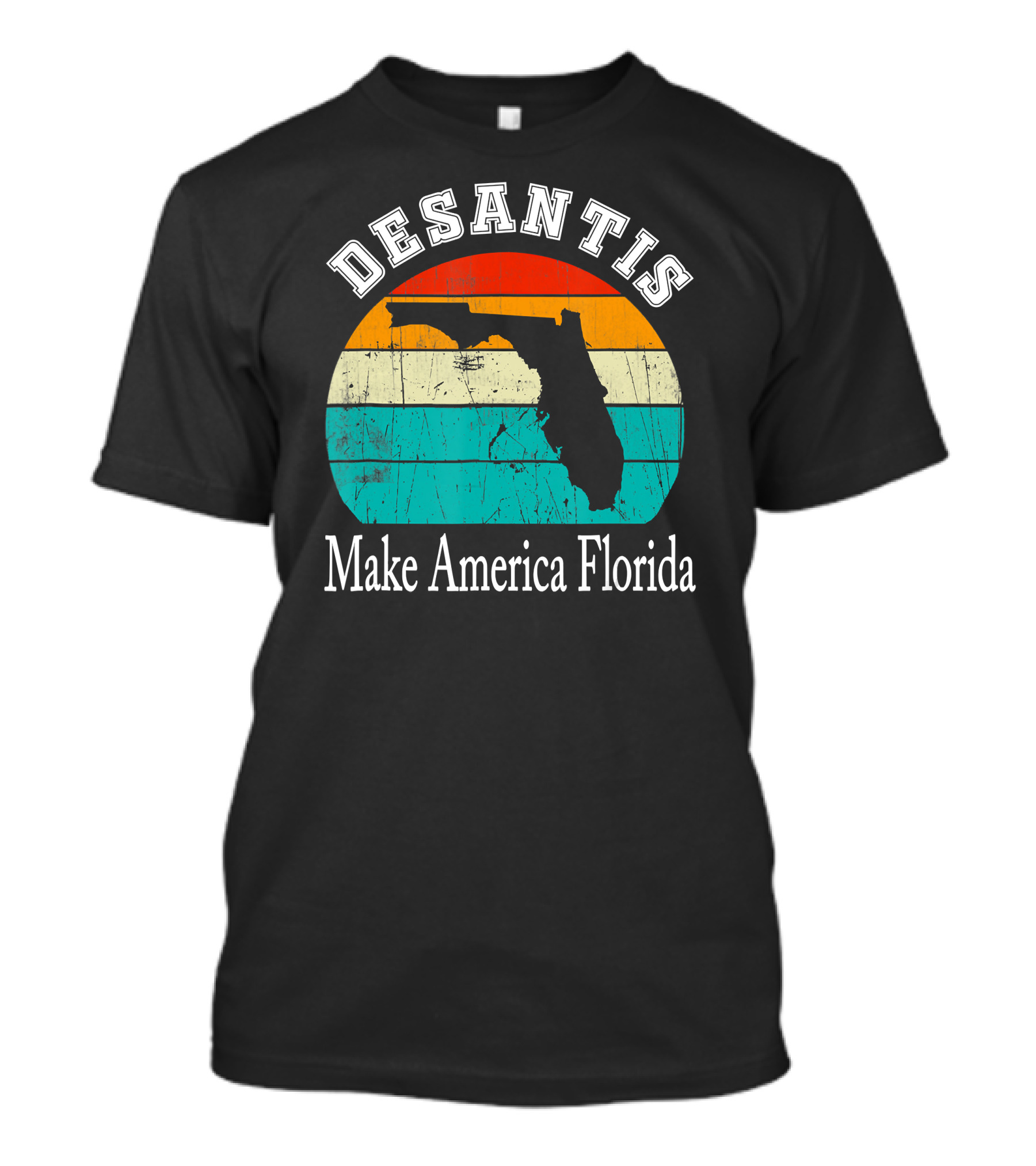 DeSantis Make America Florida 2024 Election Florida Map Retro Sunset T-Shirt