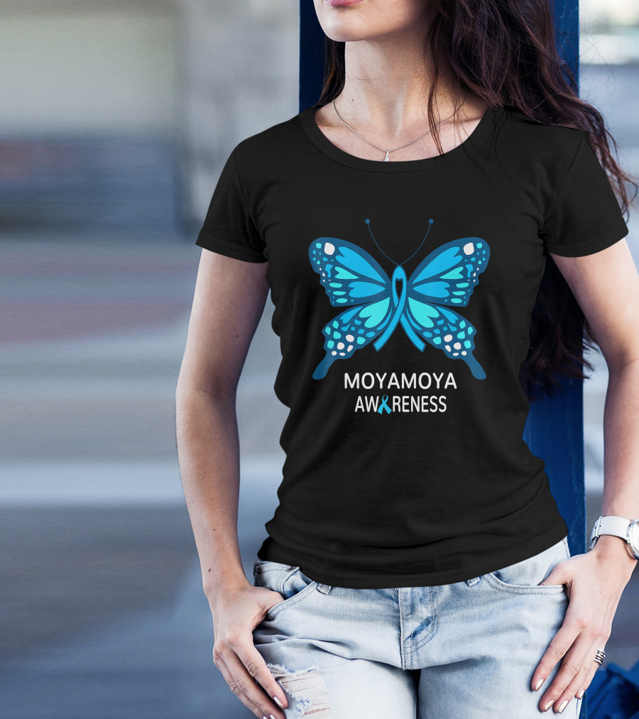 MOYAMOYA AWARENESS BUTTERFLY RIBBON T-Shirt