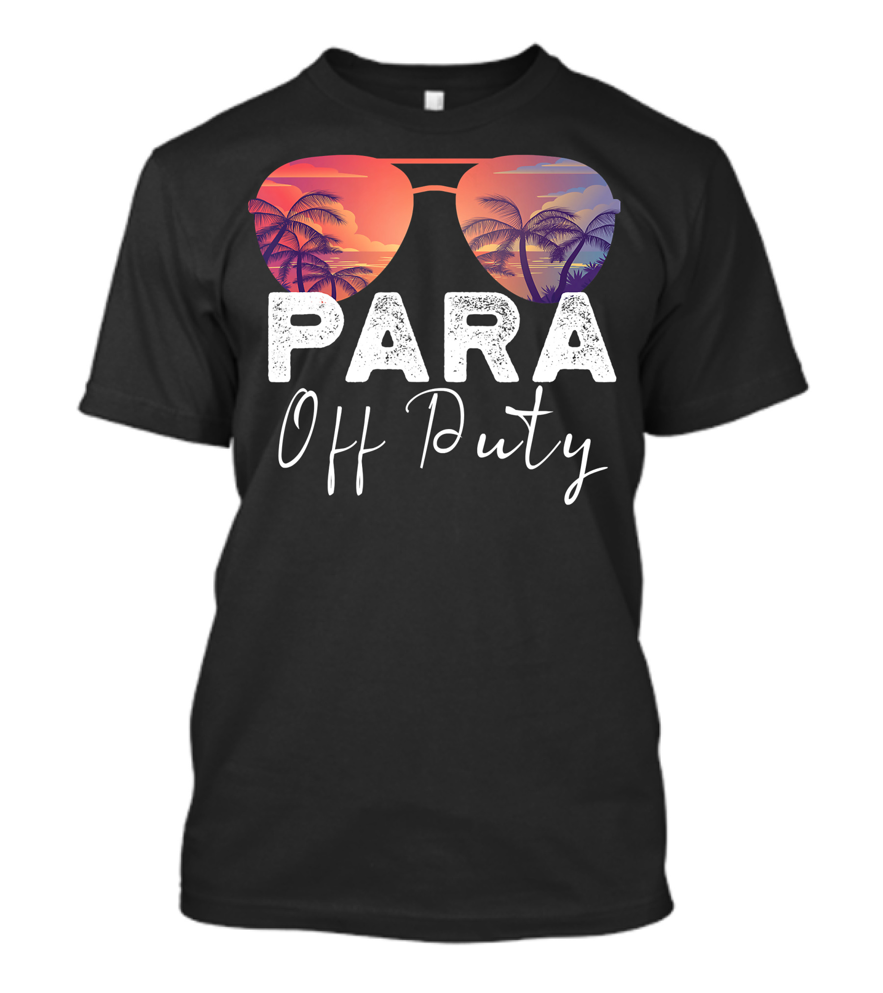 PARA Off Duty Sunglasses Palm Trees Sunset T-Shirt