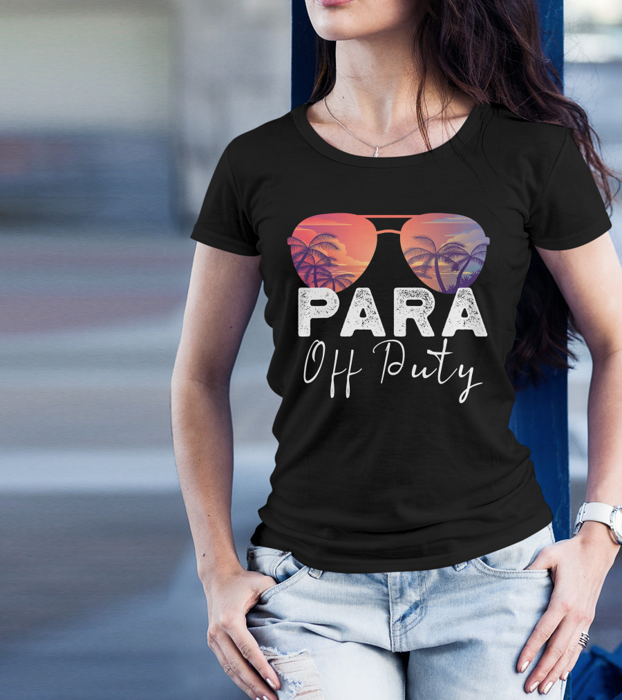 PARA Off Duty Sunglasses Palm Trees Sunset T-Shirt