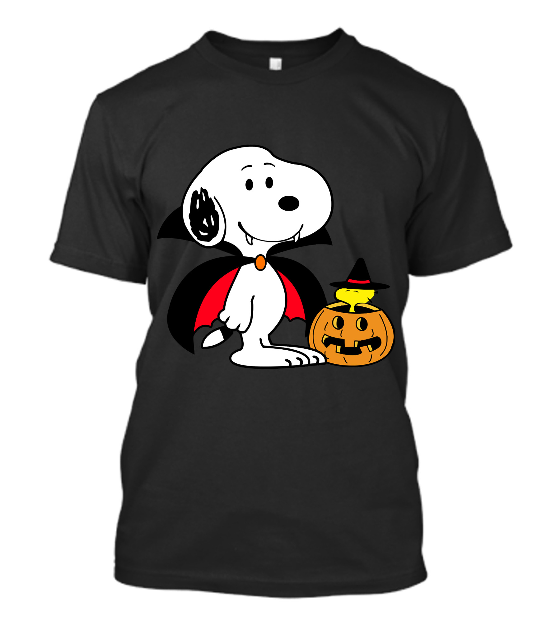Snoopy Halloween Vampire With Woodstock In Pumpkin Hat T-Shirt