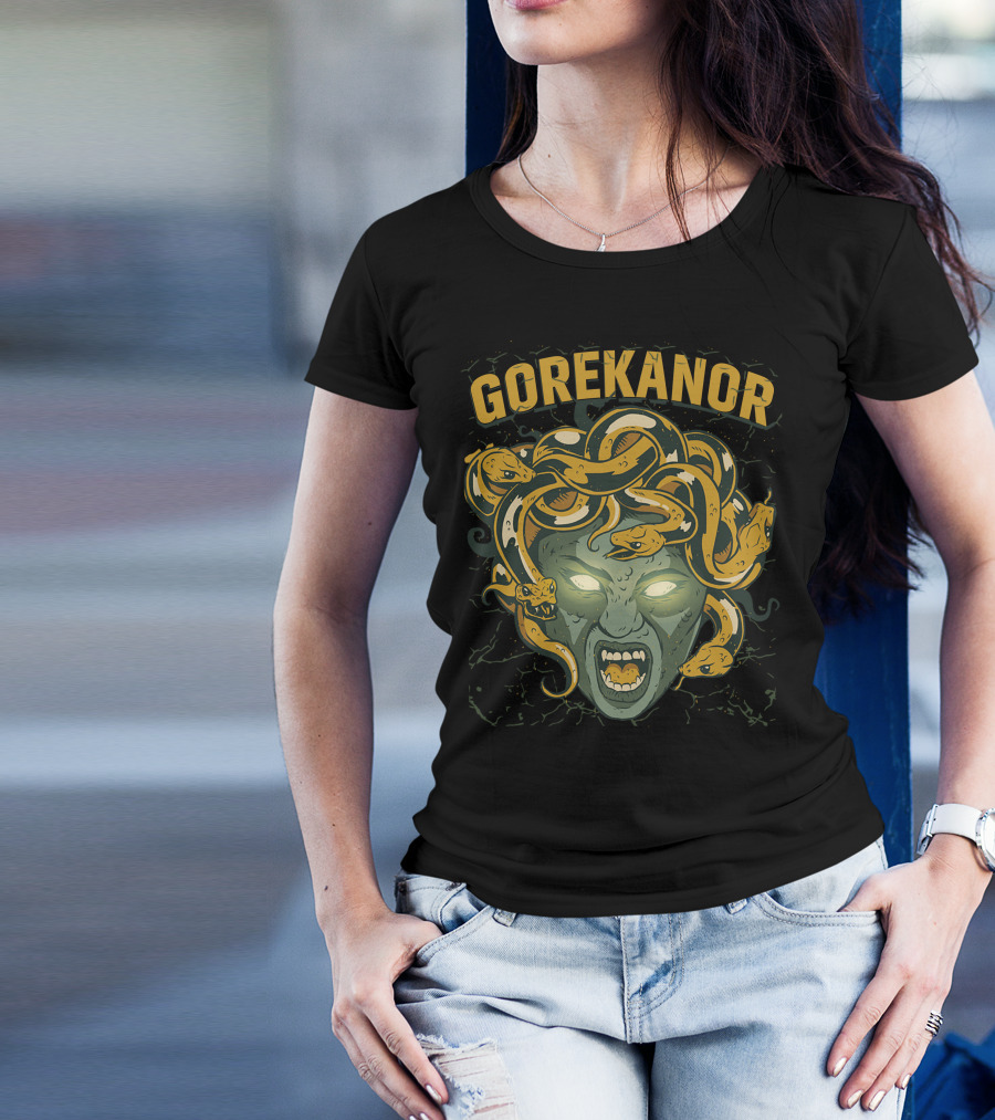 Gorekanor Medusa Snakes Glowing Eyes T-Shirt
