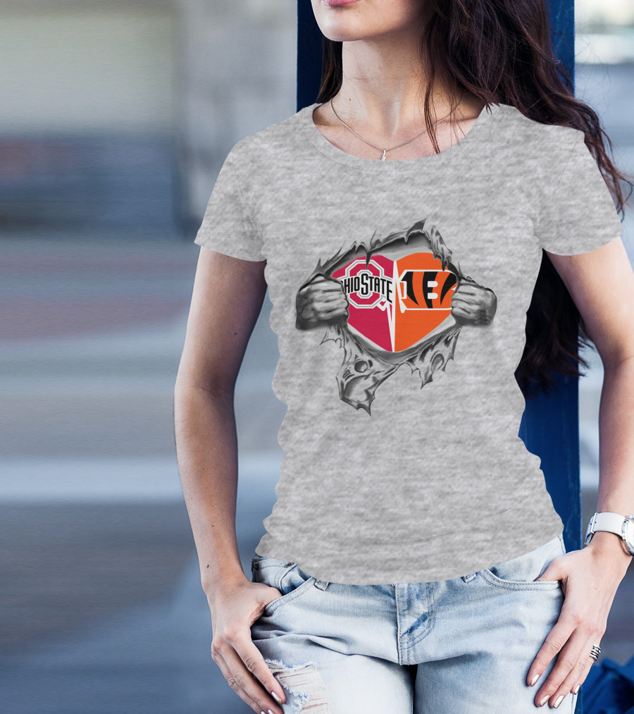 Ohio State Buckeyes Cincinnati Bengals Heart T-Shirt