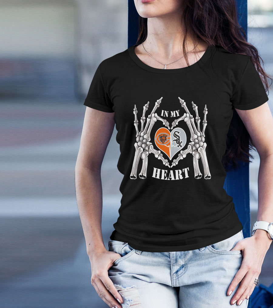 In My Heart Bears White Sox Skeleton Hands T-Shirt