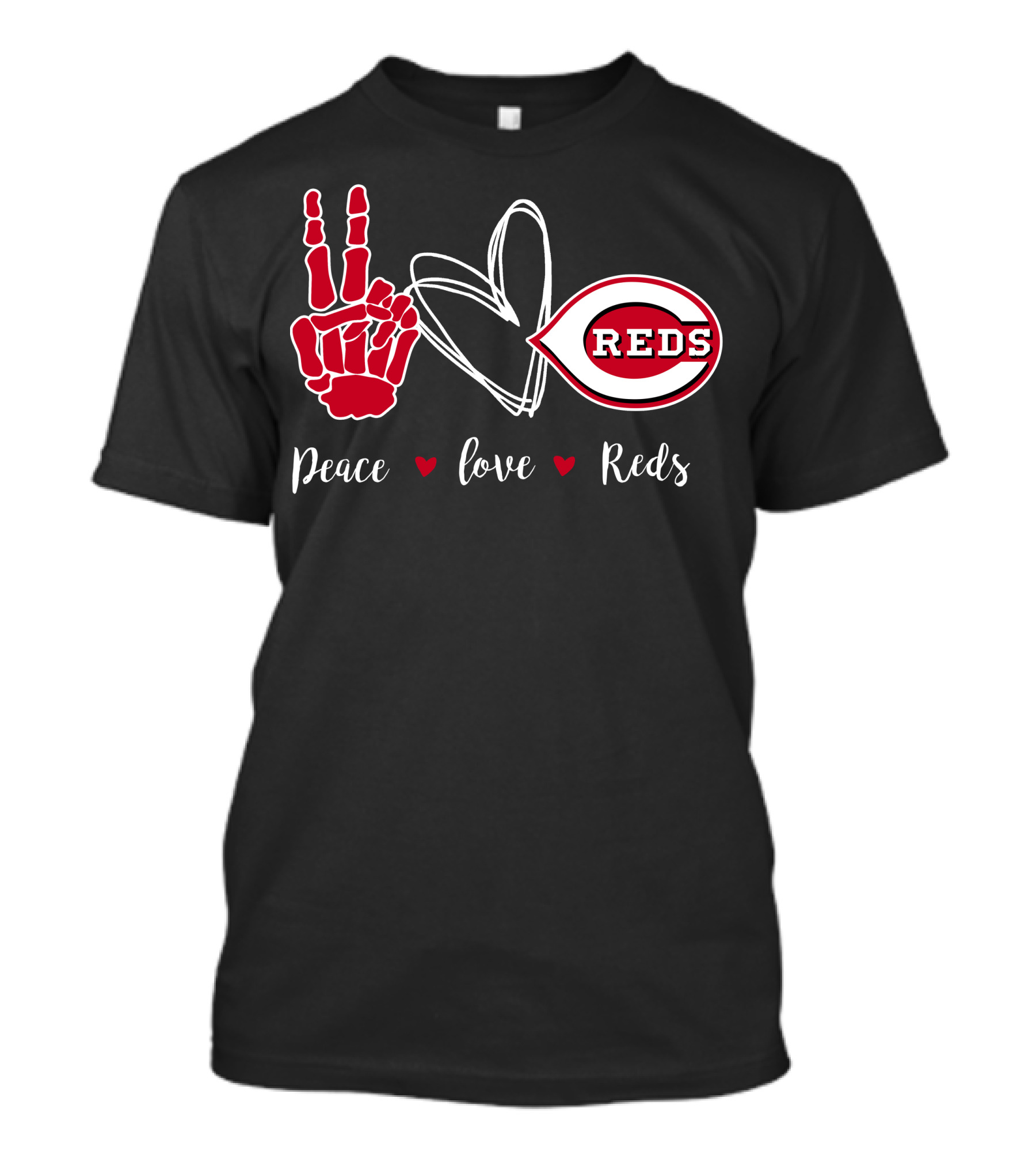 Peace Love Reds Cincinnati Baseball T-Shirt