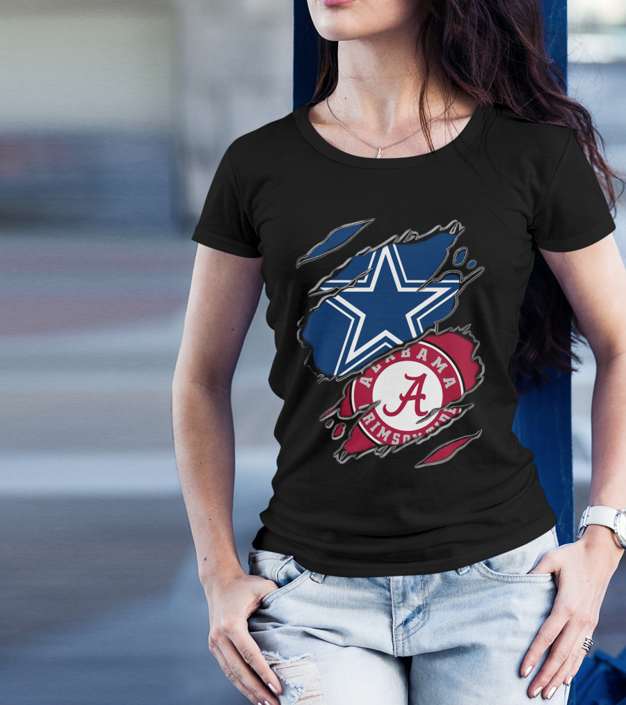 Dallas Cowboys Star Alabama Crimson Tide Crimson And White T-Shirt