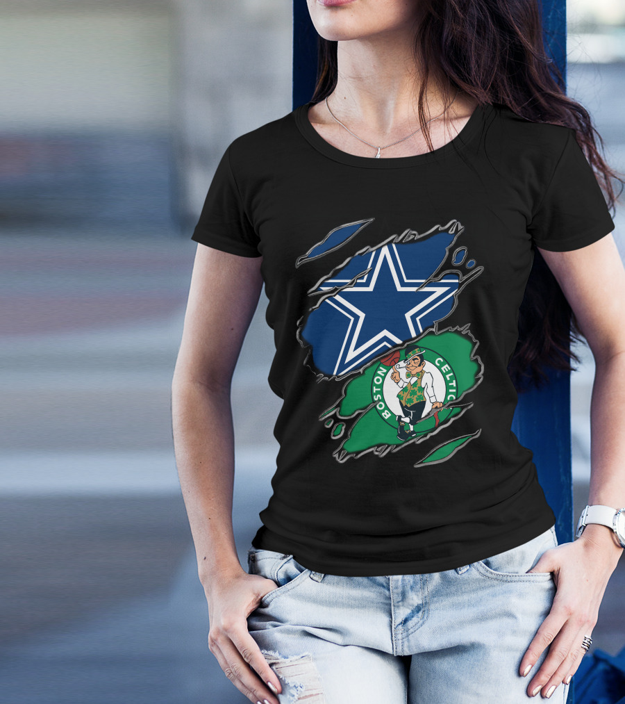 Dallas Cowboys And Boston Celtics Sports Fans Unite T-Shirt
