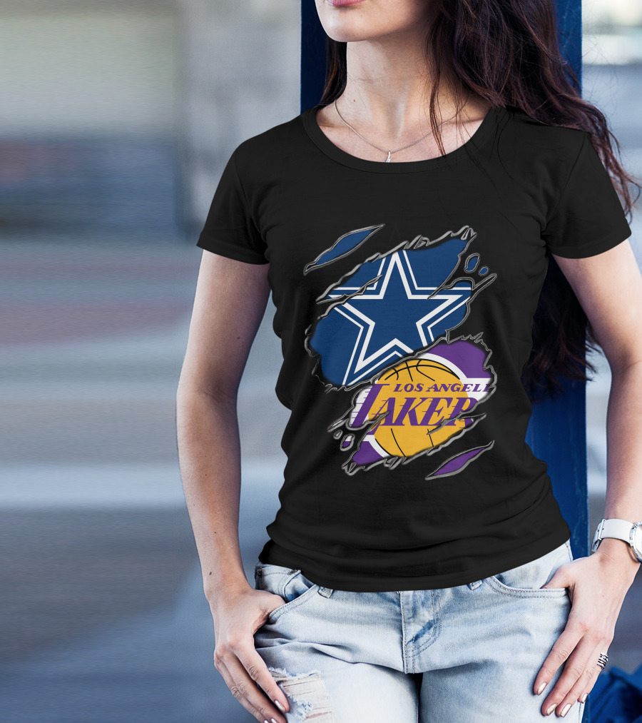 Dallas Cowboys Los Angeles Lakers Fan Crossover T-Shirt