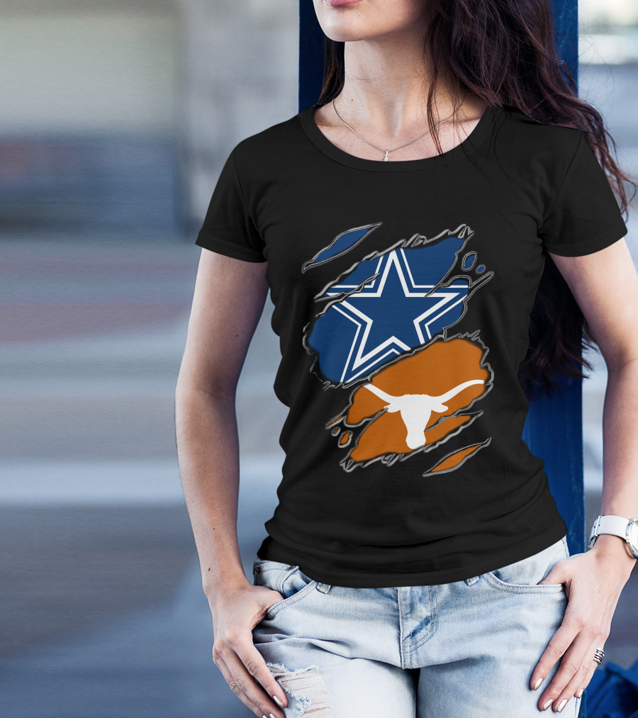 Dallas Cowboys Star And Texas Longhorns Logo T-Shirt