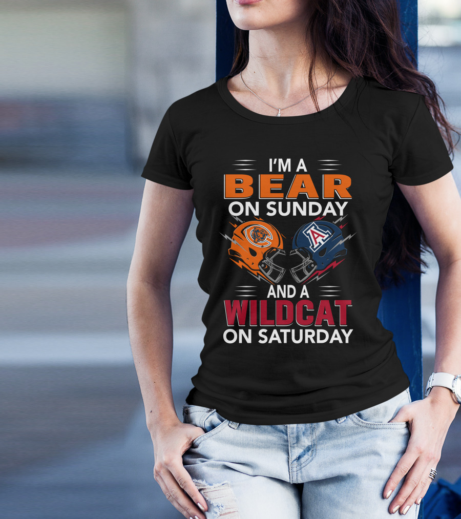 I'm A Bear On Sunday And A Wildcat On Saturday Football Helmet T-Shirt
