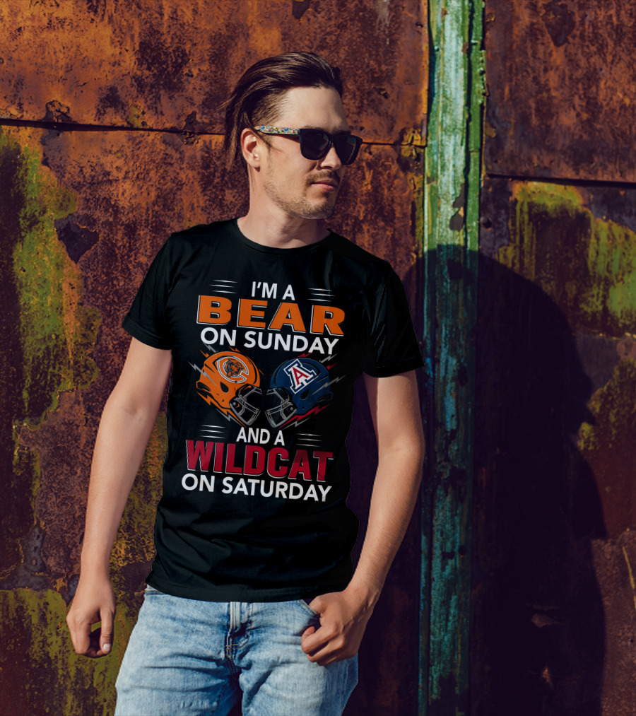 I'm A Bear On Sunday And A Wildcat On Saturday Football Helmet T-Shirt