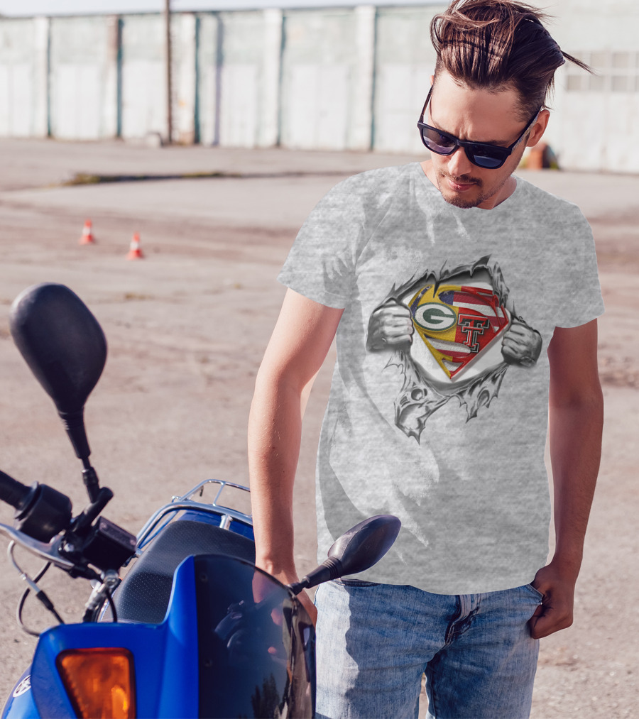 Packers Texas Tech Superhero Symbol Peeking T-Shirt