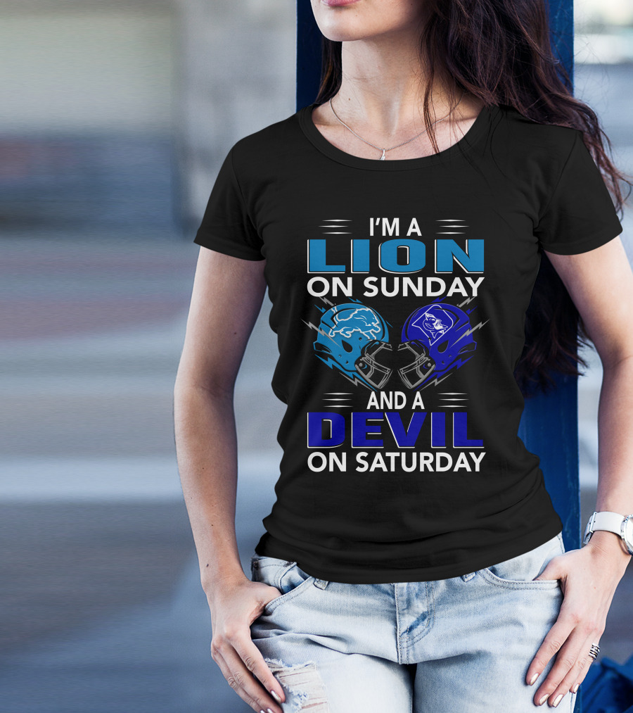 I'm A Lion On Sunday And A Devil On Saturday Football Helmets T-Shirt