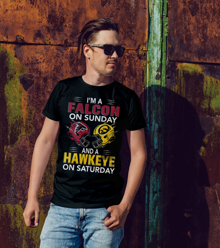I'm A Falcon On Sunday And A Hawkeye On Saturday Football Helmets T-Shirt