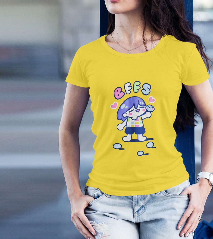 Omocat Omori Kel BFFS Purple Hair Colorful Hearts T-Shirt