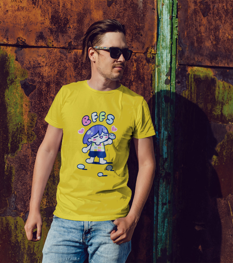 Omocat Omori Kel BFFS Purple Hair Colorful Hearts T-Shirt