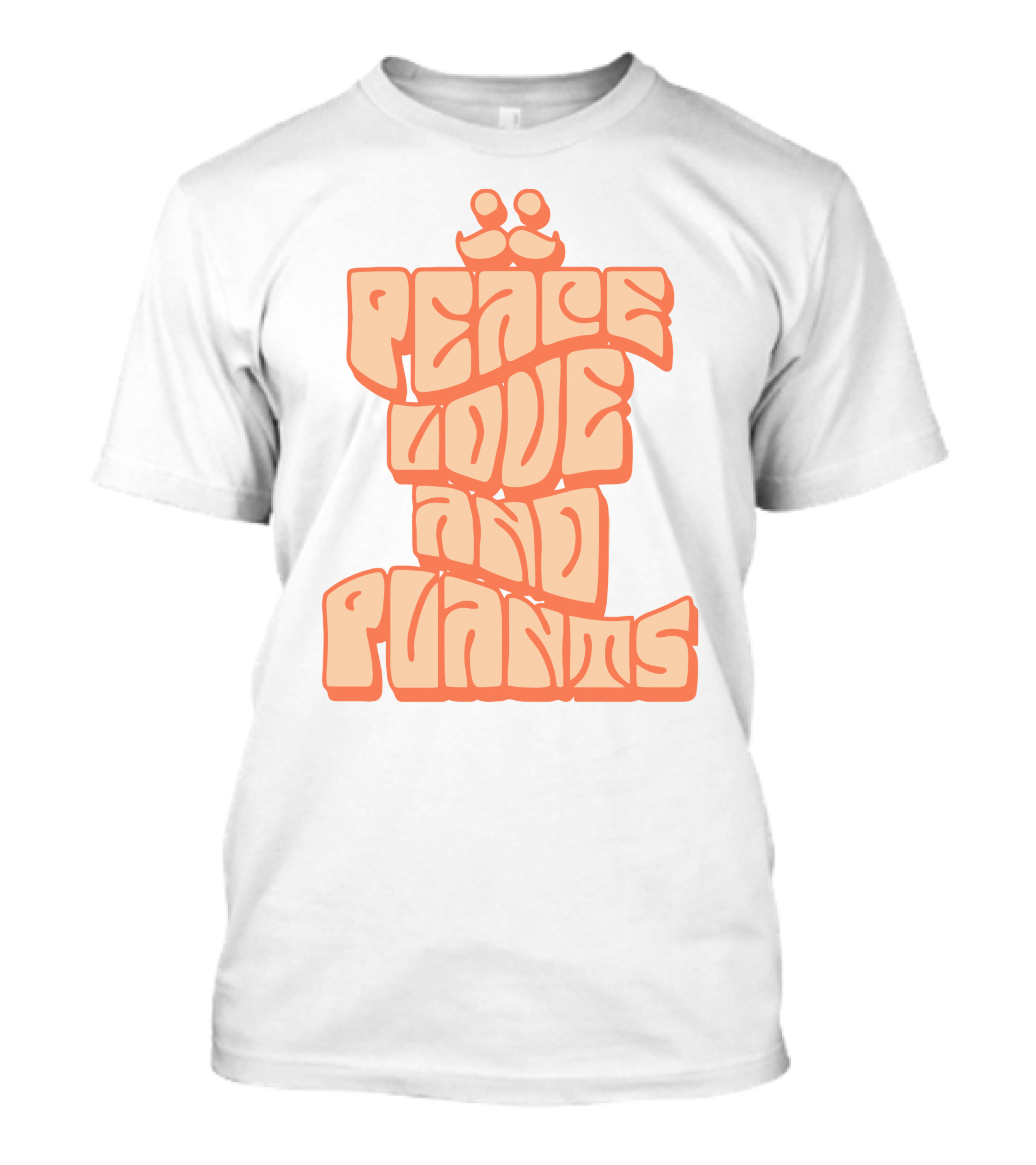 Mumbo Jumbo Merch Peace Love And Plants Groovy Typography T-Shirt