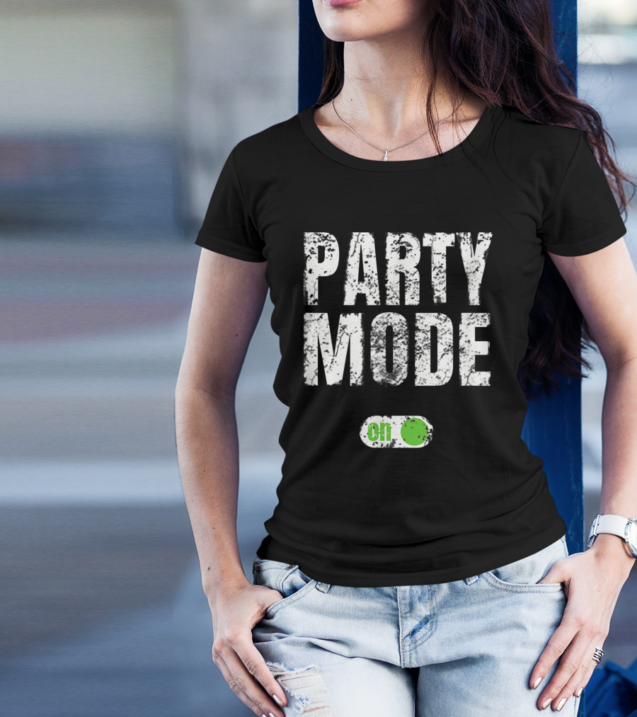 Party Mode On Off Sequin Switch Green Button T-Shirt