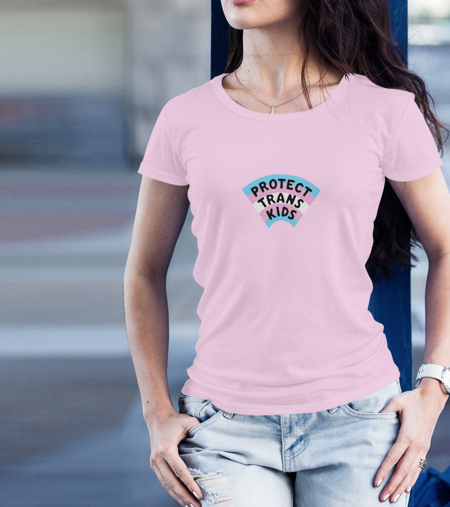 Protect Trans Kids Rainbow Flag Katiemckorra T-Shirt