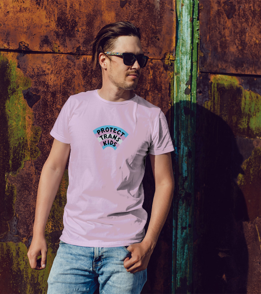 Protect Trans Kids Rainbow Flag Katiemckorra T-Shirt