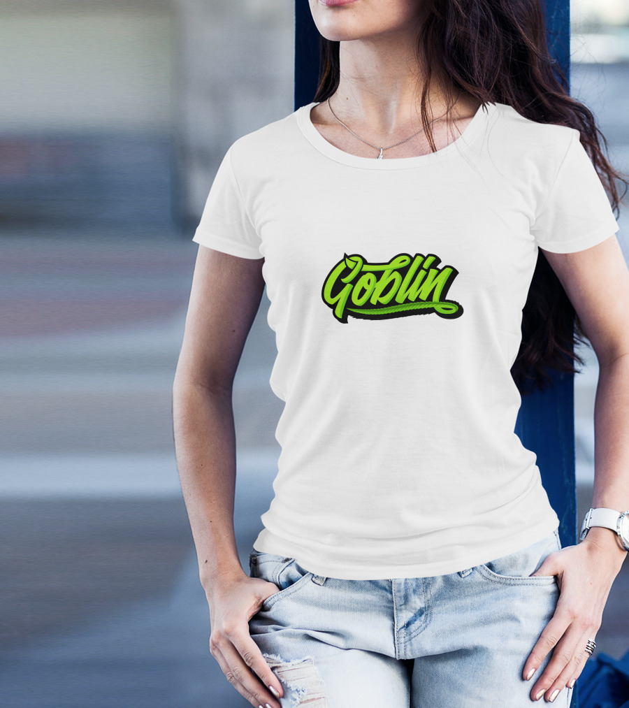 Goblin Merch Logo Graphic Bold Green Script T-Shirt