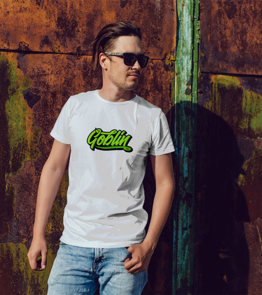 Goblin Merch Logo Graphic Bold Green Script T-Shirt