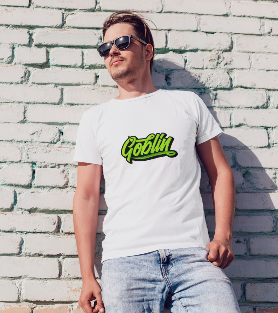 Goblin Merch Logo Graphic Bold Green Script T-Shirt