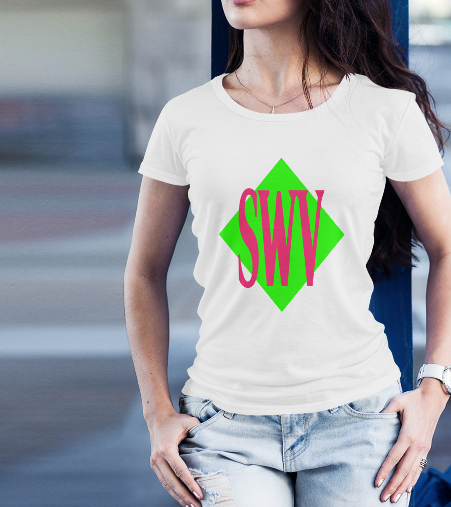 SWV Logo Neon Diamond Pink Green T-Shirt