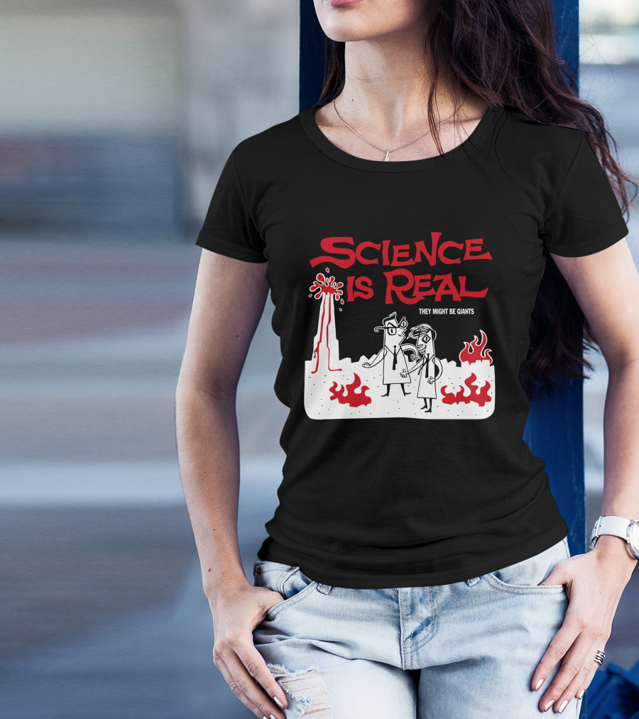 Science Is Real They Might Be Giants Volcanic Cartoon Scene T-Shirt
