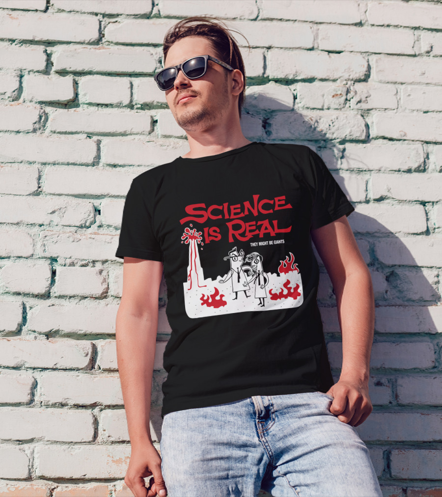 Science Is Real They Might Be Giants Volcanic Cartoon Scene T-Shirt