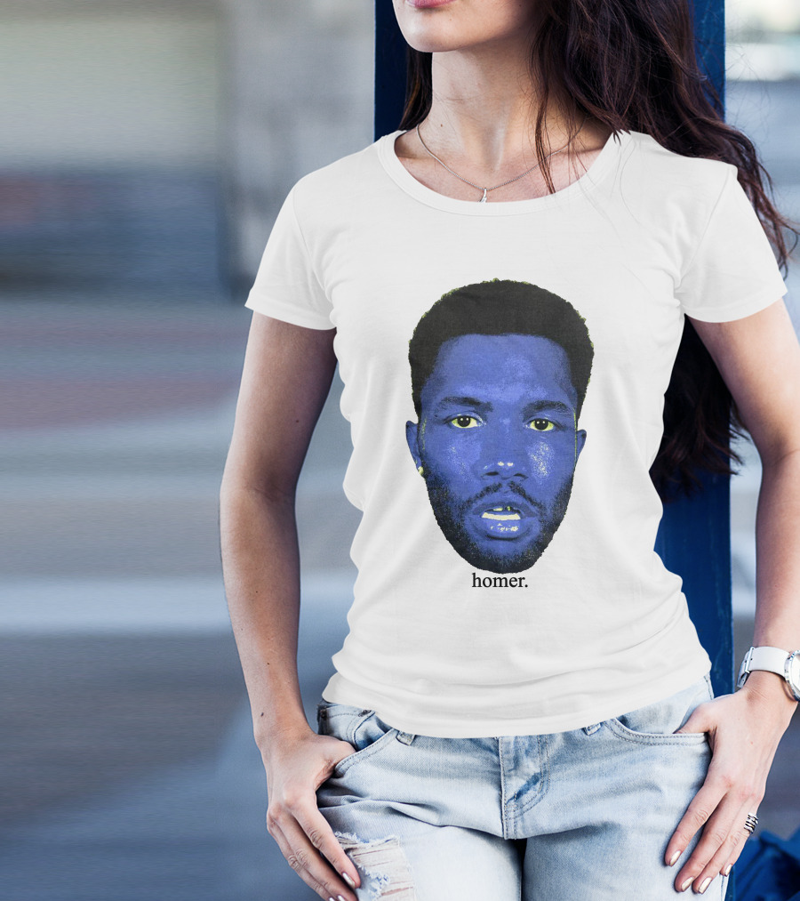 Frank Ocean Homer Bebe Boy Blue Face Typography T-Shirt
