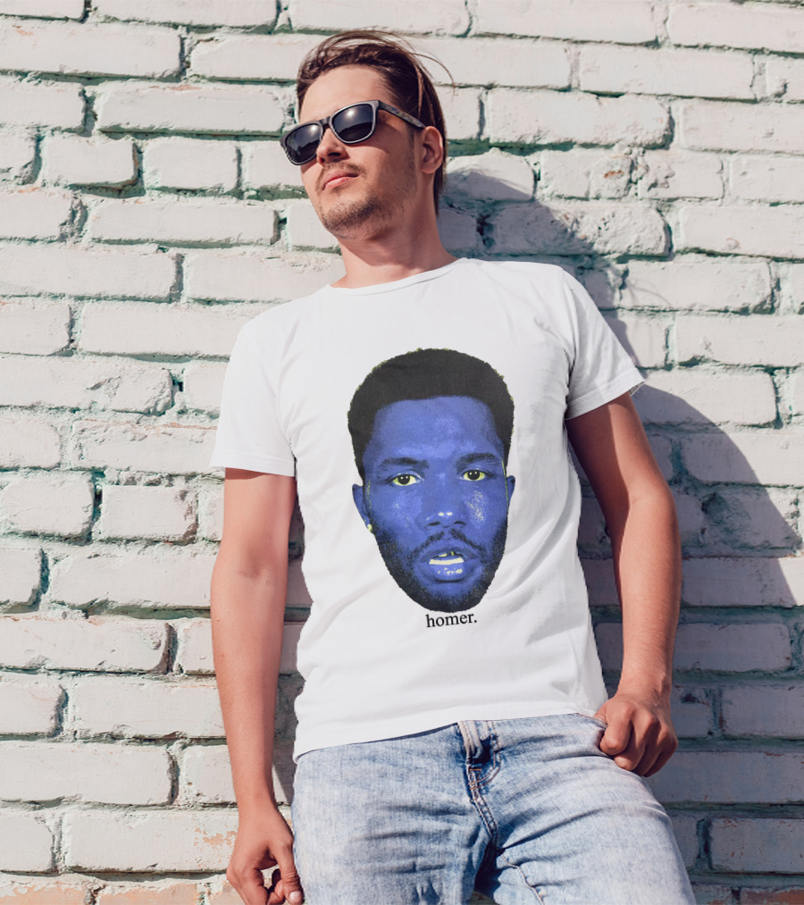 Frank Ocean Homer Bebe Boy Blue Face Typography T-Shirt