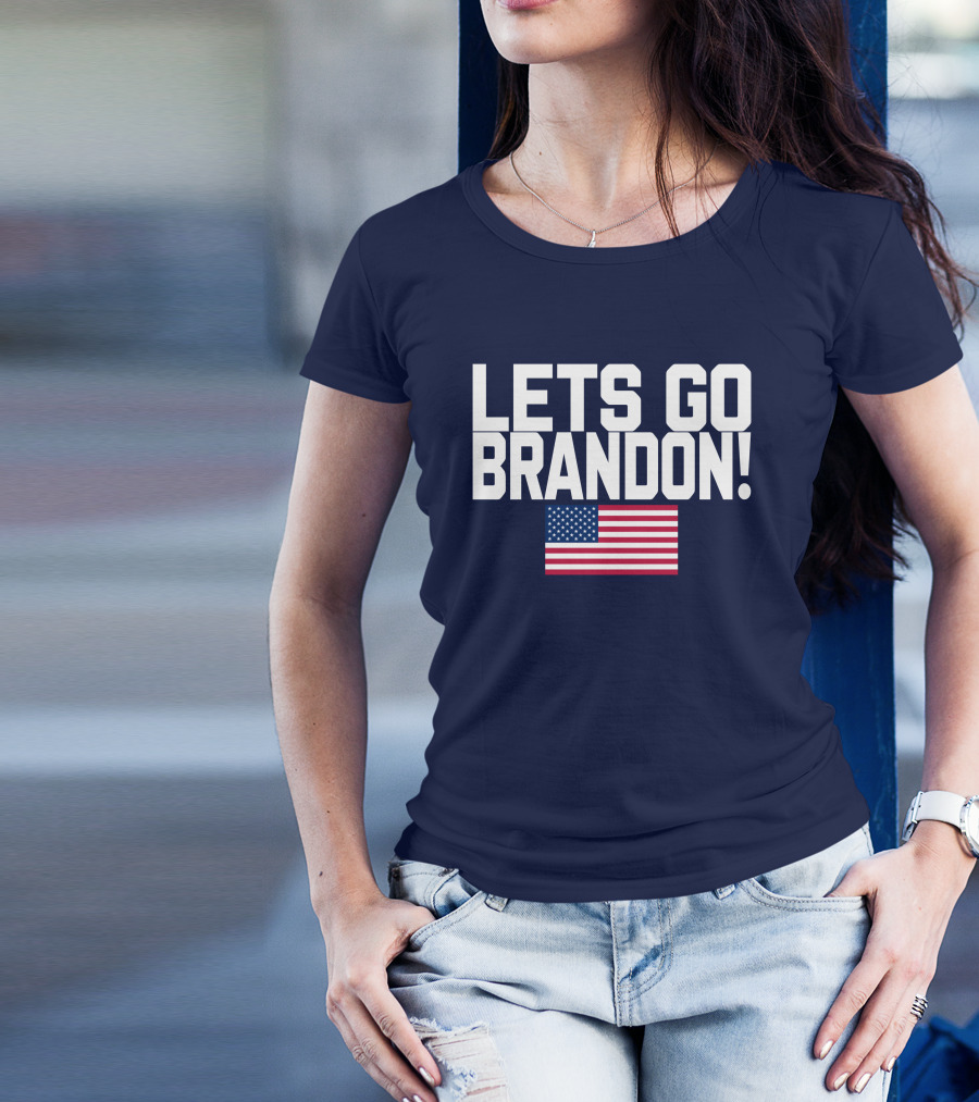 Lets Go Brandon Marine Veteran American Flag T-Shirt
