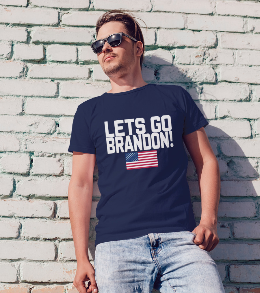 Lets Go Brandon Marine Veteran American Flag T-Shirt