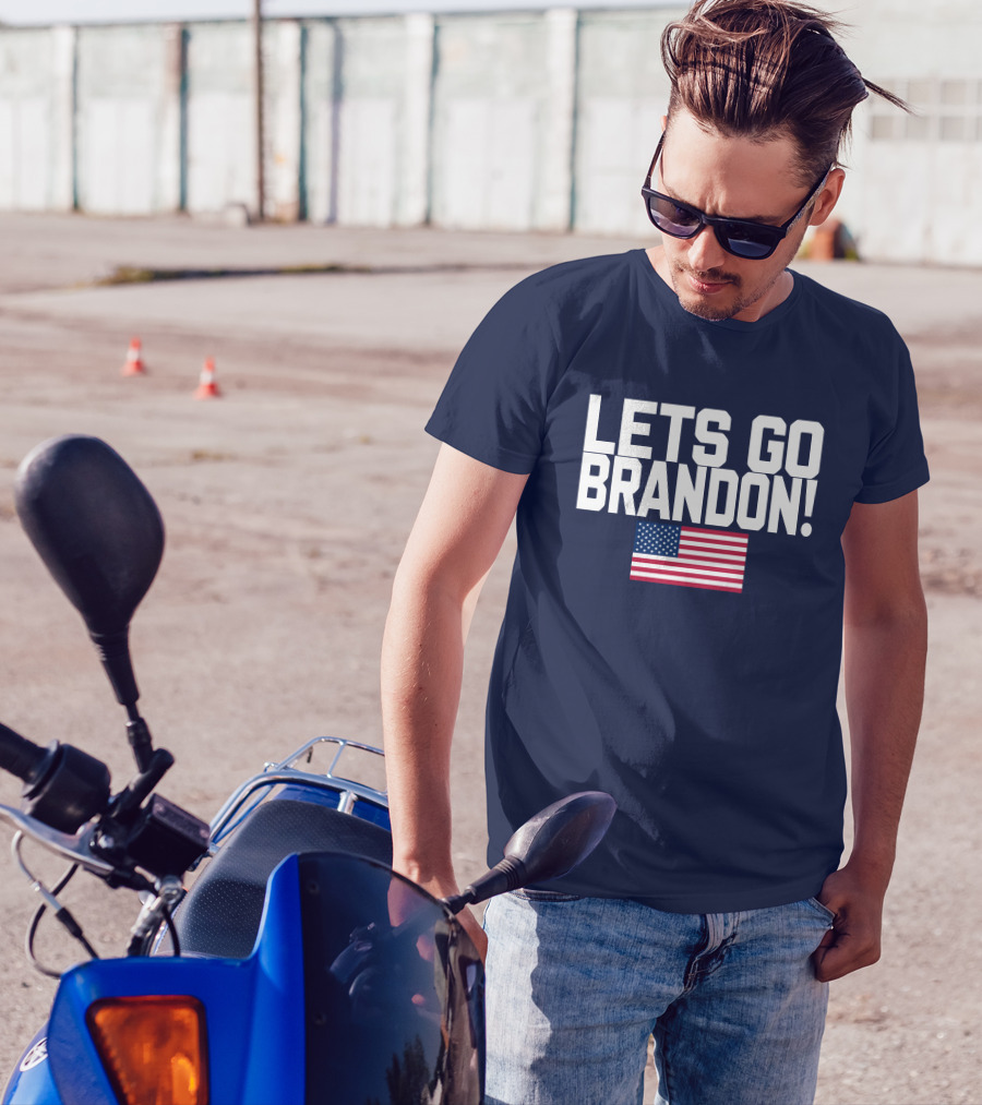 Lets Go Brandon Marine Veteran American Flag T-Shirt
