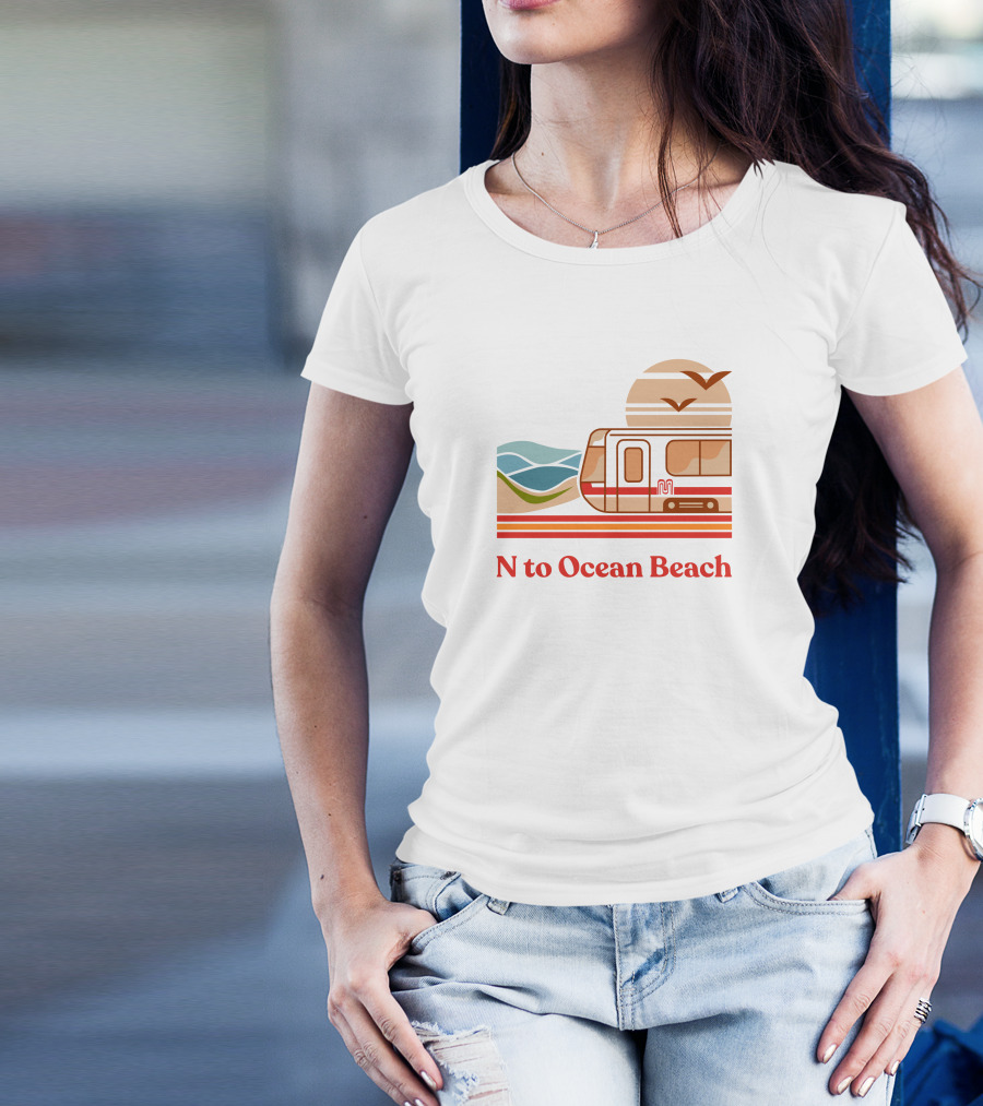N To Ocean Beach San Francisco Tram Chris Arvin T-Shirt