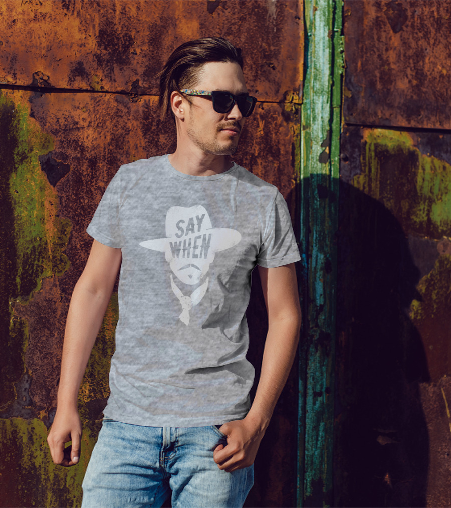 Aaron Rodgers Say When Cowboy Style Vintage Charcoal T-Shirt