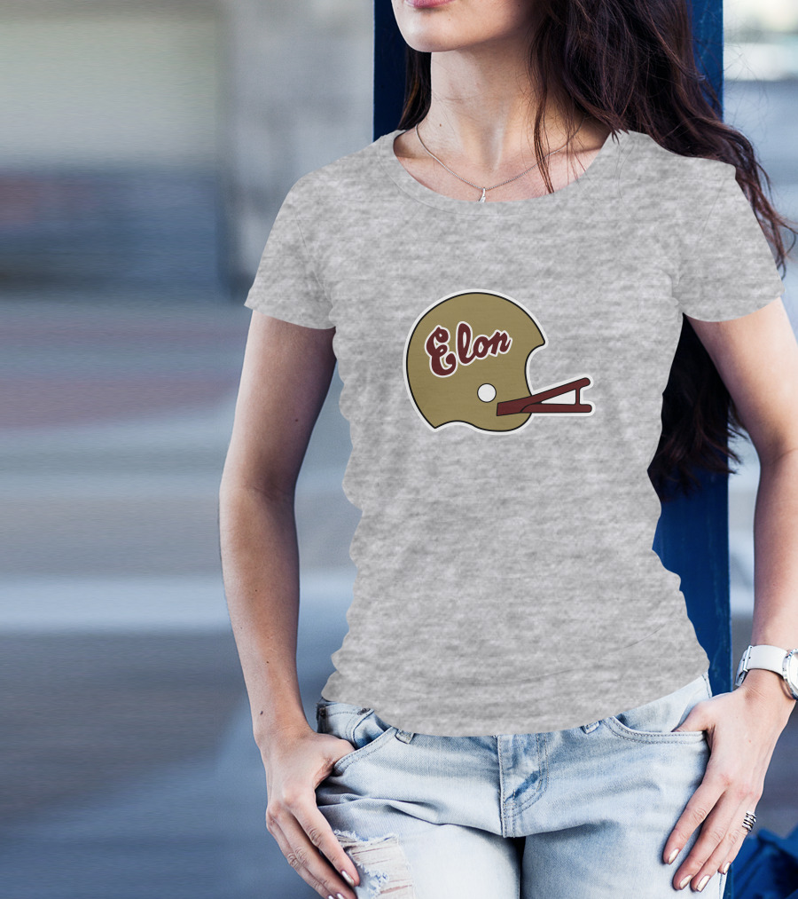 Elon Football Helmet Wes Durham T-Shirt