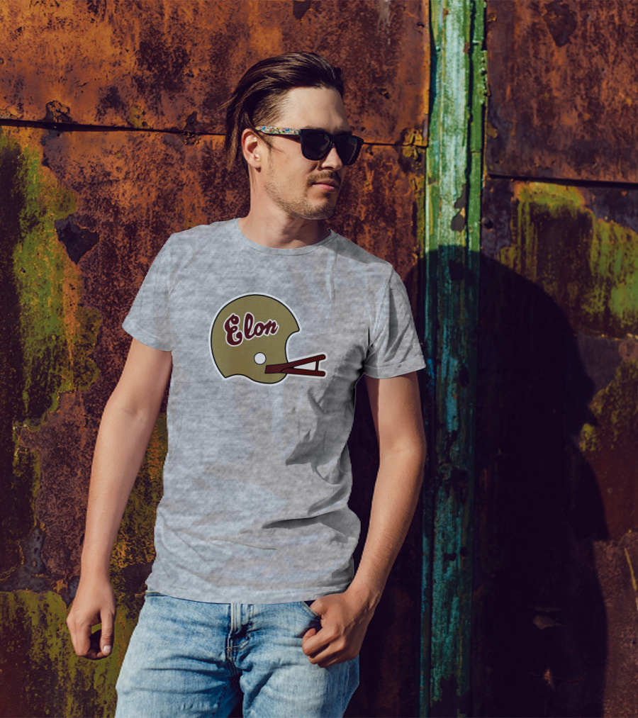 Elon Football Helmet Wes Durham T-Shirt