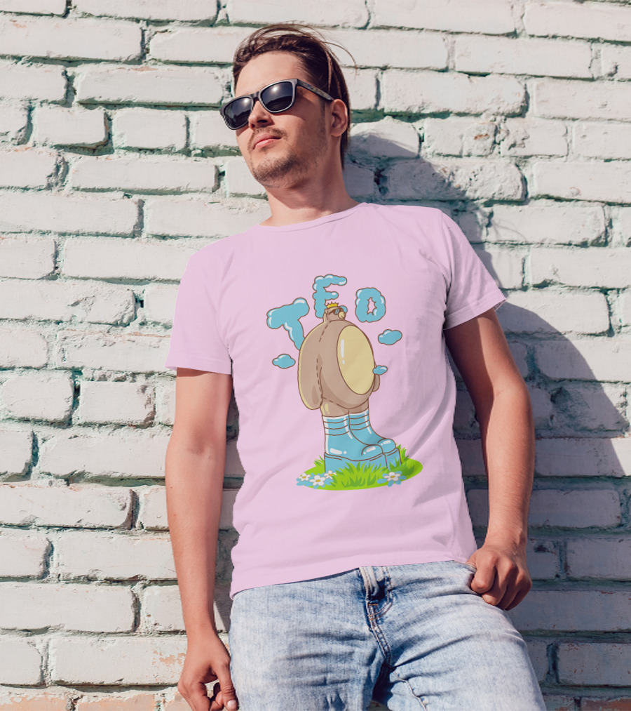 Eret Merch Ted Character With Crown And Boots Standing On Grass T-Shirt