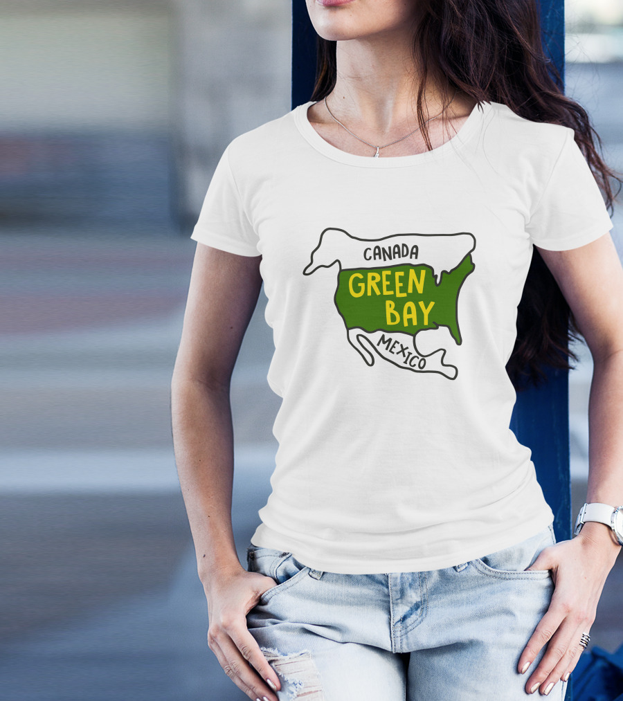 Green Bay Canada Mexico Map T-Shirt